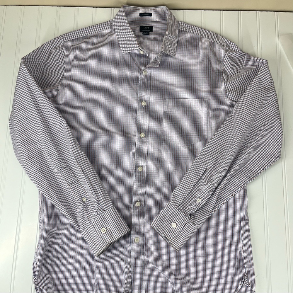 J. Crew Thompson 100% Cotton Button Down Shirt Men’s Large Red Blue Stripes